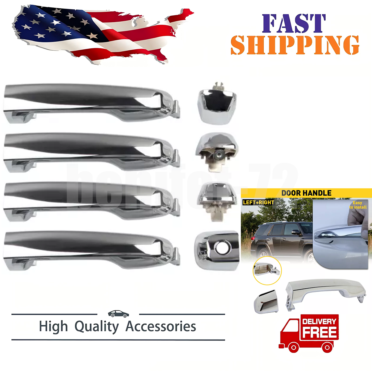 For 2010-2020 Toyota 4Runner Outside Exterior 4Pcs Set Door Handles ...