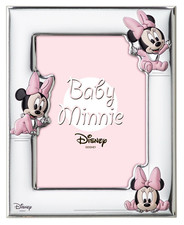 CORNICE PORTAFOTO BIMBA ARGENTO DISNEY ROSA MINNIE VALENTI  B 1502 9X13