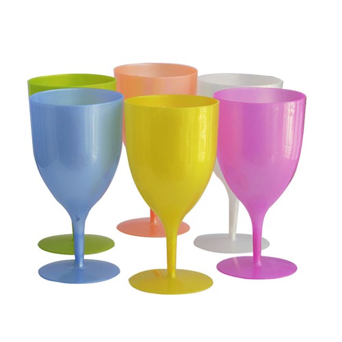 6 Pcs Tall Wine Glass Colored Drinking Goblets Festival Party Cups Child