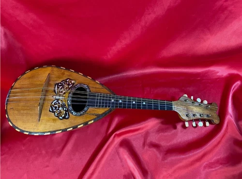Antique Mandolin LA CORONA Catania-Sicilia-Italia Inlay Domra Rare Old