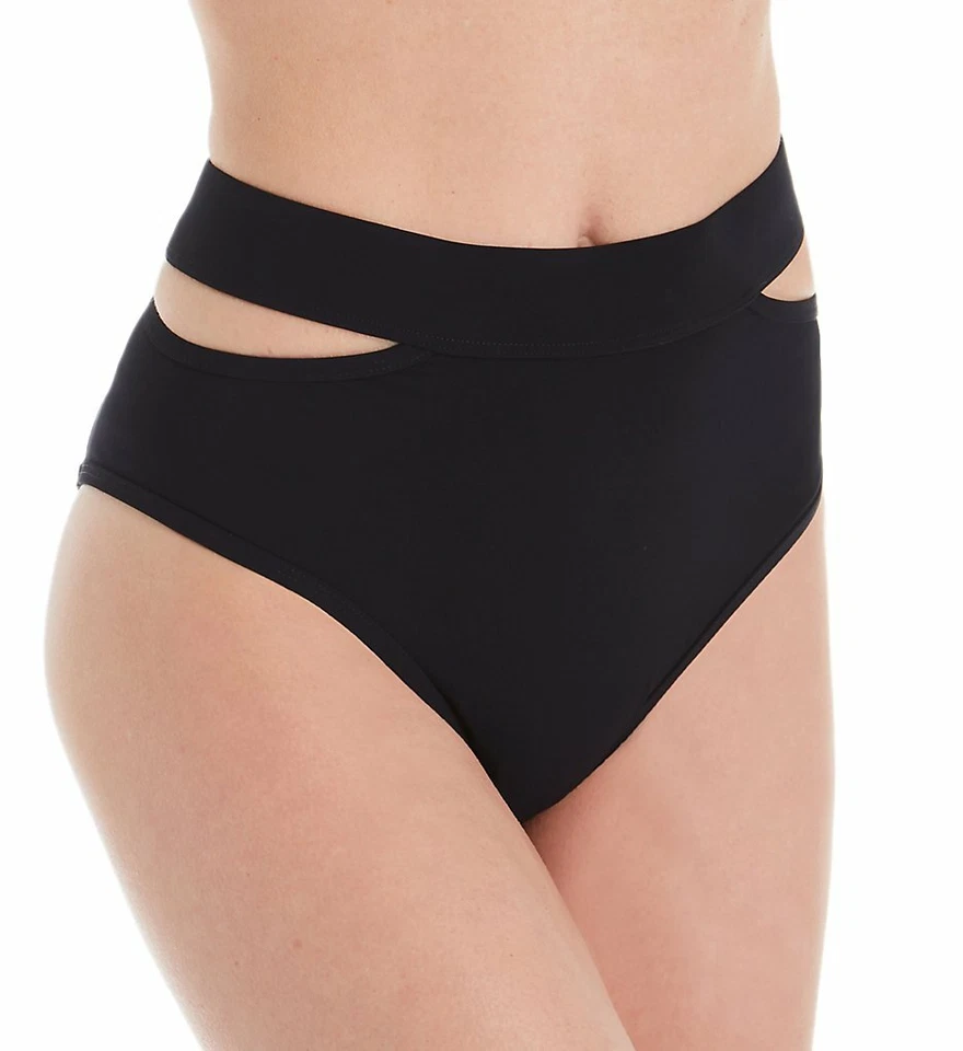 Parte inferior de bikini Miss Mandalay NEGRO Icon Split cintura alta, grande de EE. UU. Foto 3 de 4