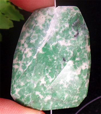 39x30x11mm Natural Green Spot Jasper Facet Trapezoid Height Hole