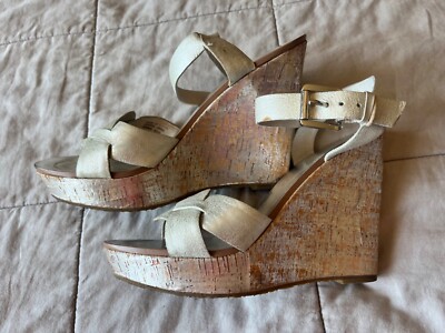 MICHAEL KORS Womens SILVER Metallic Sandals Platform Cork