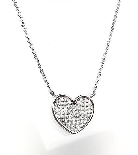 CHIC 18kt White Gold Plated CZ Crystals HEART Pendant Petite Dainty Necklace - 第 1/3 張圖片