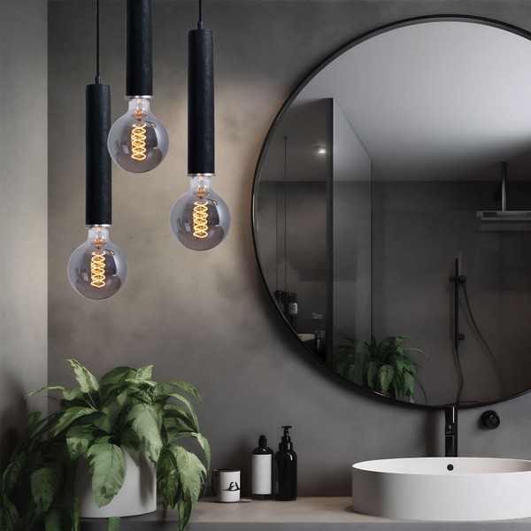 HäNgelampe Holzleuchte Pendelleuchte Retro Wohnzimmerlampe 3 Flammig Schwarz-image