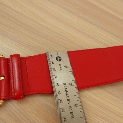 VALENTINO GARAVANI Belt Women 65 26 XS‎ Red Wide Leather Gold Buckle Chunky Wide VALENTINO GARAVANI Belt Women 65 26 XS Red Wide Leather Gold  main image 3