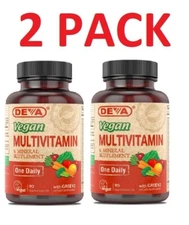 Deva Vegan MULTIVIT and MINE 1-A-DAY,Gluten Free,vegetarian,(2 PACK)
