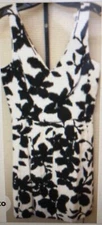 NWT WHIT HOUSE BLACK MARKET 6 SLEEVELESS IKAT TULIP SKIRT DRESS BLACK WHITE $160