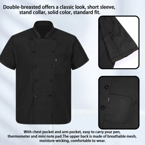 Men Women Chef Jacket Professional Cooking Coat Canteen Hotel Restaurant Work - Picture 69 of 95