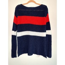 Vintage 2000s Lauren Ralph Lauren Nautical Patriotic Linen Coastal Sweater L