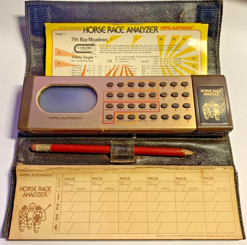 MATTEL ELECTRONICS 1979 HORSE RACE ANALYZER W/CASE --Works as shown