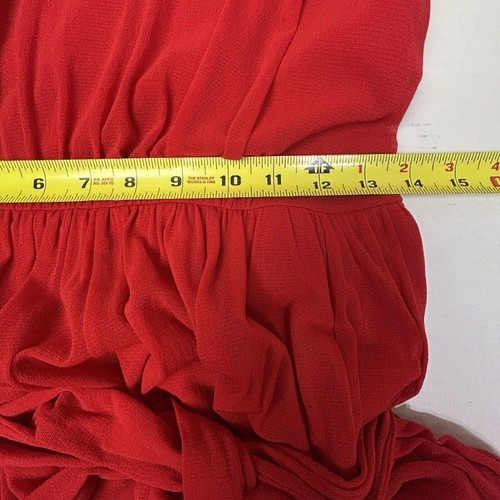 FUZZI Gaultier Red Tulle Dress Sheer Layered Long Sleeve A-Line Flare Knee Italy - Picture 6 of 13