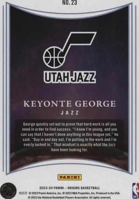 2023-24 Panini Origins - Keyonte George #23 for sale | eBay