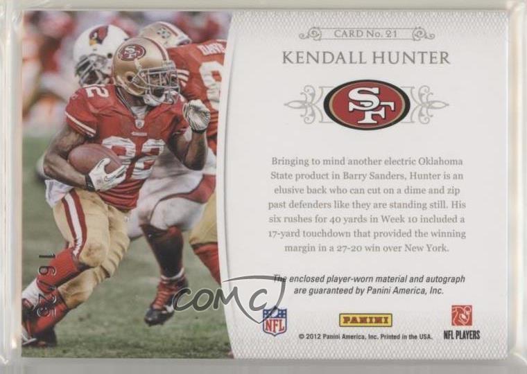 2011 Playoff National Treasures NFL Gear /25 Kendall Hunter 21 Rookie