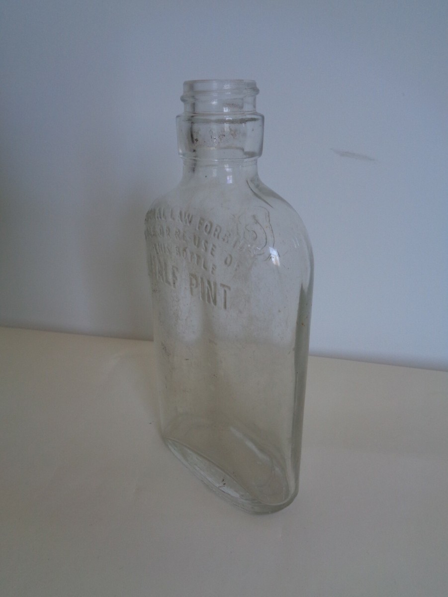 Vintage Half Pint Clear Glass Bottle/Flask Screw Top | eBay Vintage Half Pint Clear Glass Bottle/Flask Screw Top | eBay
