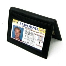 Black Genuine Leather Men's Bifold Wallet Thin Credit Card ID Holder