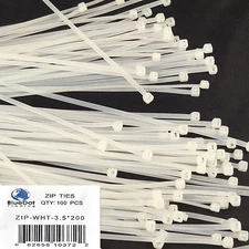 100 Pack Lot Pcs - 8" Inch UV Resistant Nylon Cable Zip Wire Tie 40 lbs - WHITE
