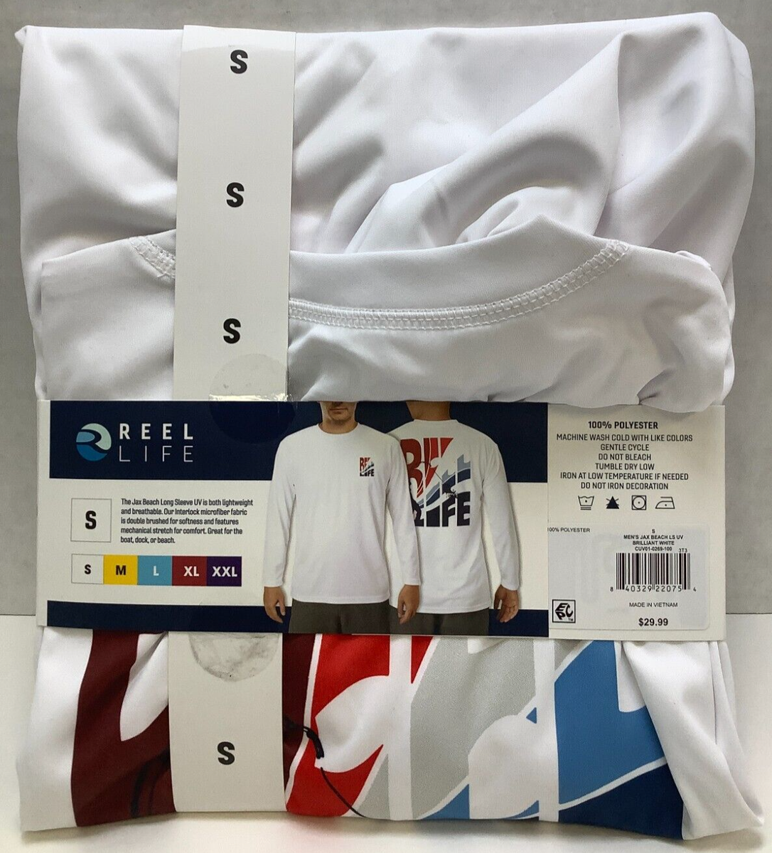 T-shirt De Pêche UV Reel Life – Manches Longues – Blanc – Taille S