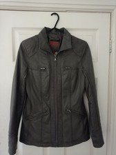 Ladies Real Leather Grey Jacket Size 10