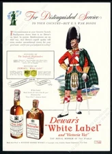 1949 Dewar's White Label Scotch whisky Seaforth Highlander art vintage print ad