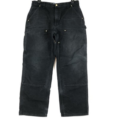 Carhartt B01 BLK Pants Mens 36 x 30 Loose Original Fit Double Knee Black USA