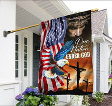 American Flag  One Nation Under God Christian Eagle Fla House Flag, Garden Flag