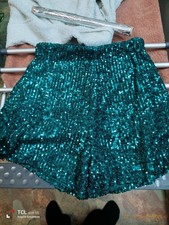 Club London Sequin Shorts Size 8 Turquoise Teal Emerald Clubbing Party Festival