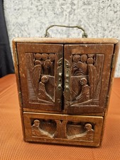 Vtg Chinese Carved Wood Jewelry Box