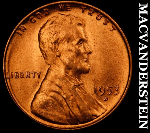 1953-D Lincoln Wheat Cent- Choice Gem Brilliant Uncirculated Luster #J1986