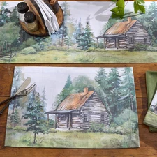 2 Hide Away Rustic Cabin Country Lodge Tabletop Placemats 13x19