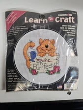Dimensions Learn-A-Craft I'm Perfect Cat Cross Stitch Kit-6" Round 14 Count