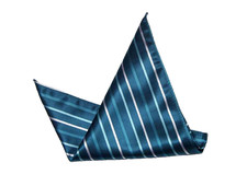 Eksel Pocket Square Teal Green Pink Repp Stripe Men's