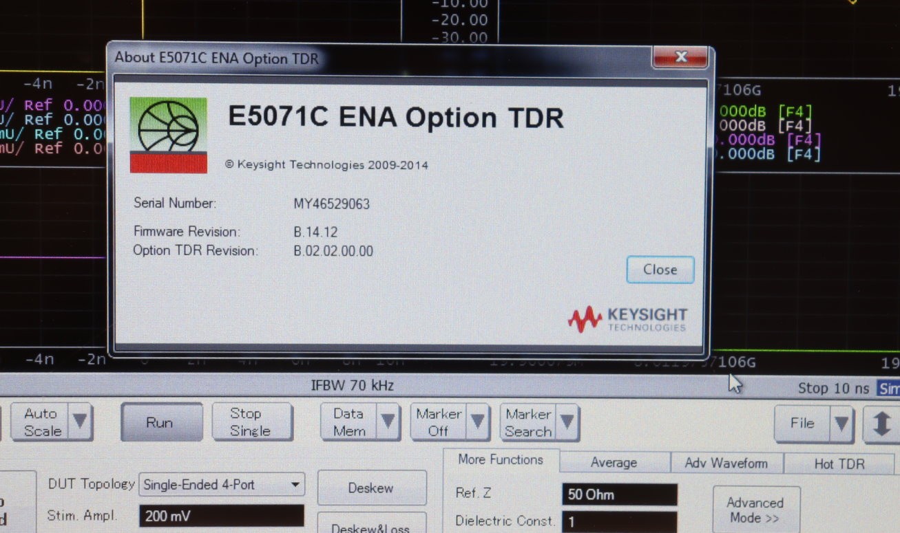 Keysight E5071C ENA Network Analyzer 300kHz-20GHz 4-Port Win7, TDR/1E5 ...