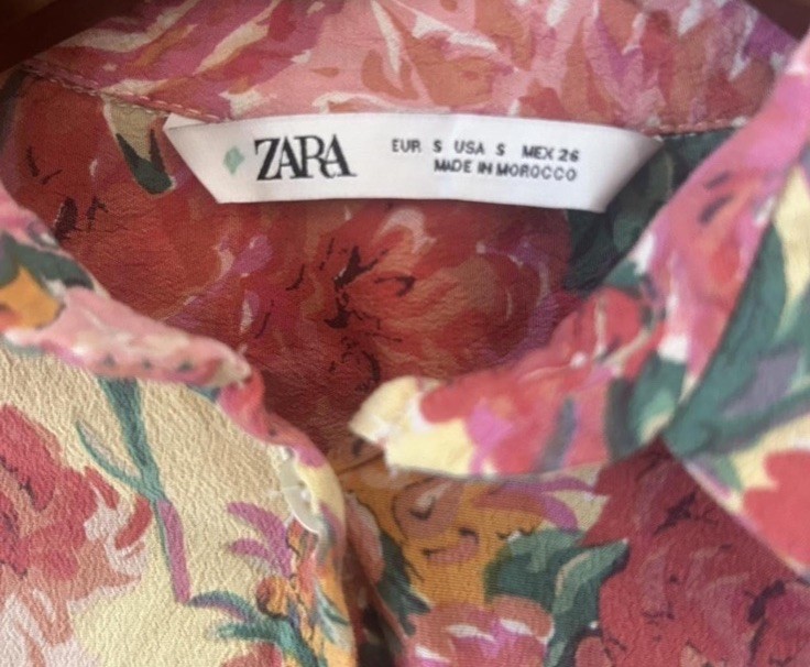 Zara Multicolor Oversized Button Down Floral Blou… - image 3