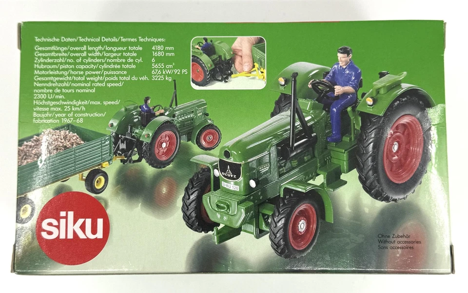 Siku Farmer Classic 1:32 Deutz D 9005 拖拉机 3462 压铸金属盒装带驱动器 — 第 4/4 张图片
