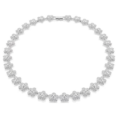 Ariana Grande x Swarovski necklace Round cut, Flower, White, Rhodium plated