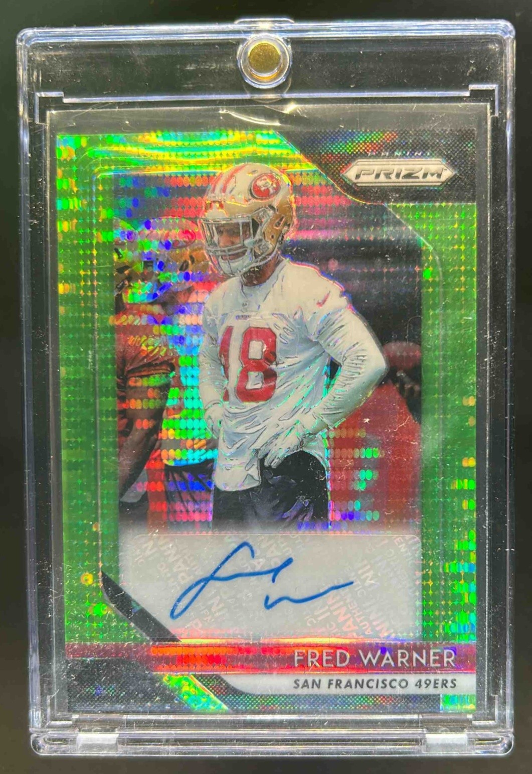 Fred Warner 2018 Prizm #RA-FW Rookie Autographs - Neon Green