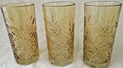 (3) Pasabahce Timeless Gold Long Drink glass- 10.5oz