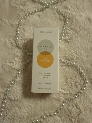 Balance Me AHA Glow Repair Mask Full Size Glycolic Acid Kaolin Clay Linden 50ml