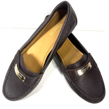COACH WOMENS FREDRICA LEATHER BROWN SLIP ON FLAT LOAFERS SIZE 6 B-FLATS-New