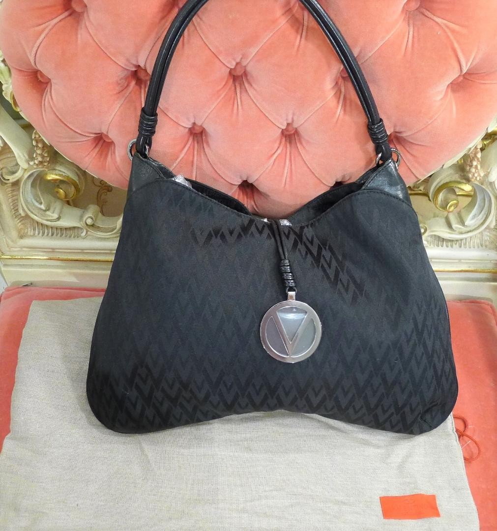 Valentino Garavani Black Jacquard Leather Shoulder Bag with Dust Bag Japan