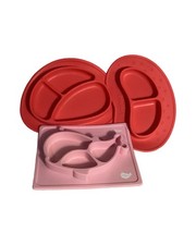 Nuby  Biliboo Silicone Suction Divider Plates Toddler Feeding Dish Set Of 3