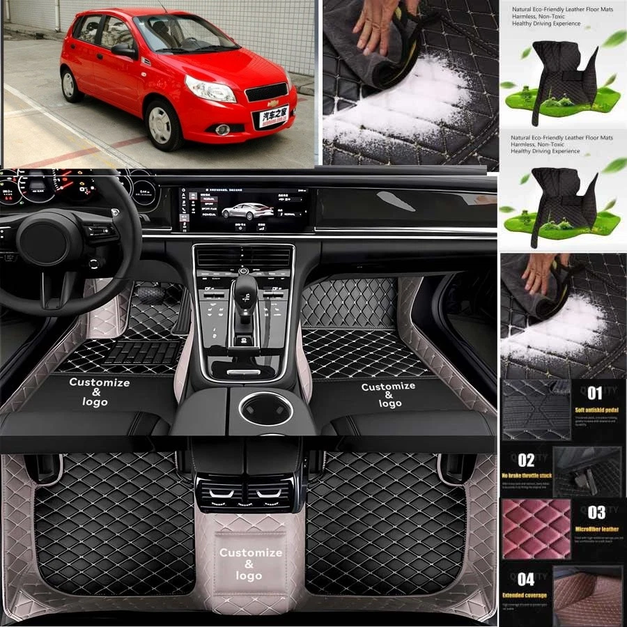 For Chevrolet AVEO Car Floor Mats Custom Waterproof Luxury Carpets Auto Liner Foto 2 de 4