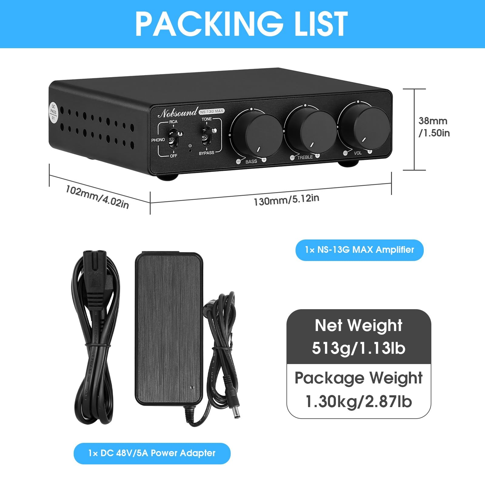 Nobsound 300Wx2 Stereo Amplifier with Phono Input - HiFi Class D Mini Power A...