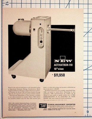 Vintage TMC Activatron-110 Scientific Instrument Lab Equipment Ad Ephemera