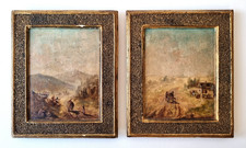 2 tolle Miniatur Gemälde auf Keramik Bäuerl...