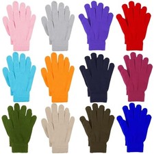 12 Pairs Winter Knitted Magic Gloves Stretchy Full Large Assorted Color