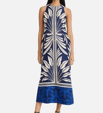 Donna Morgan Printed Column Dress Navy NWT Sizes 4 6 14 MSRP $178