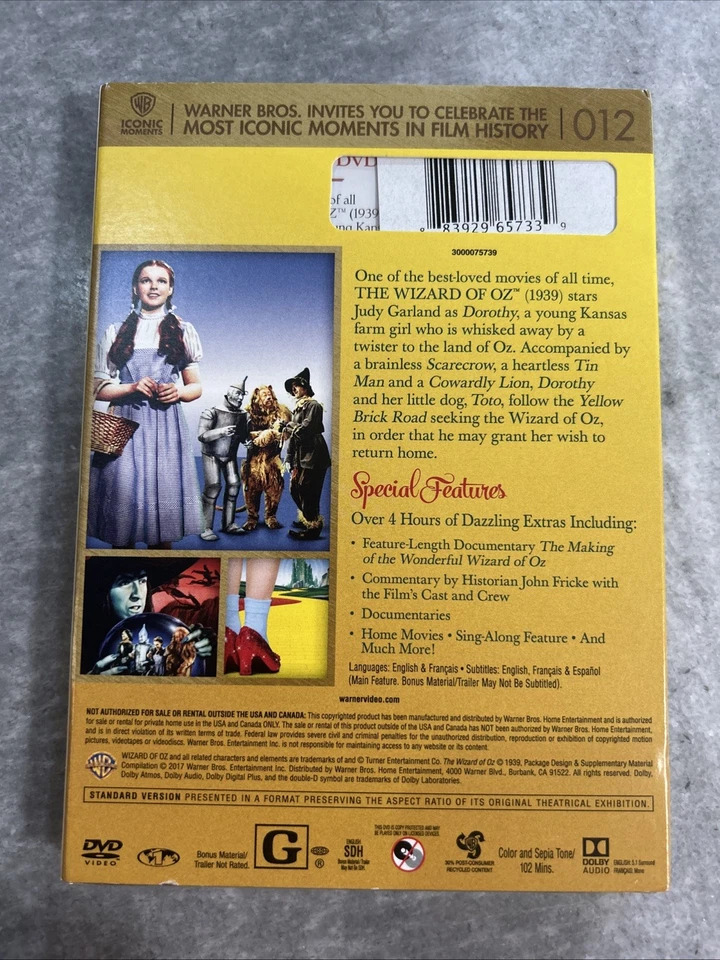 The Wizard Of Oz (1939/2017) DVD with Slip Cover *NEW & SEALED* - Image 3 of 4
