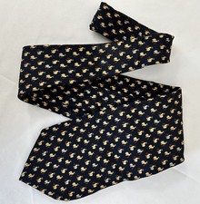 Brooks Basics Pure Silk Necktie Navy Blue Bunny Rabbit Print Made in USA